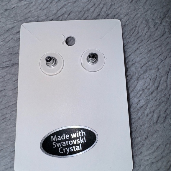 Silver Overlay Earrings Made with Swarovski Blue Crystals Hypoallergenic - Picture 3 of 4